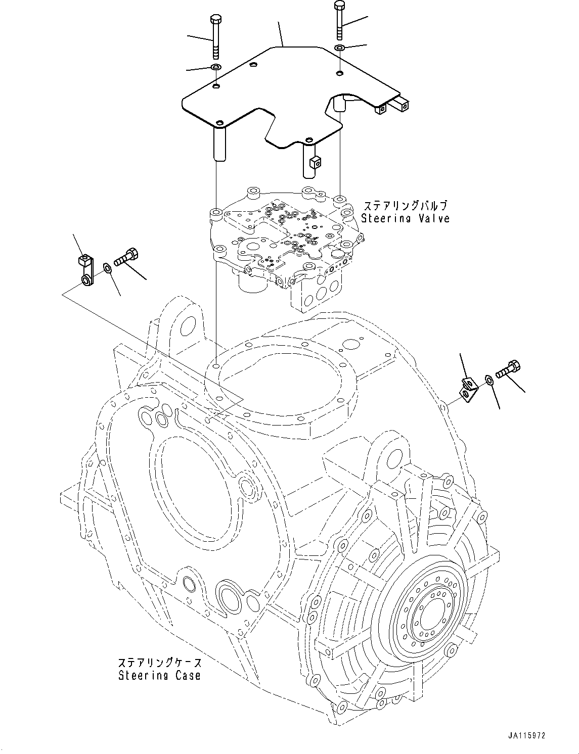 Komatsu parts book diagram for D475A-8E0 S/N 51001-UP: POWER TRAIN, STEERING VALVE COVER(#50001-)