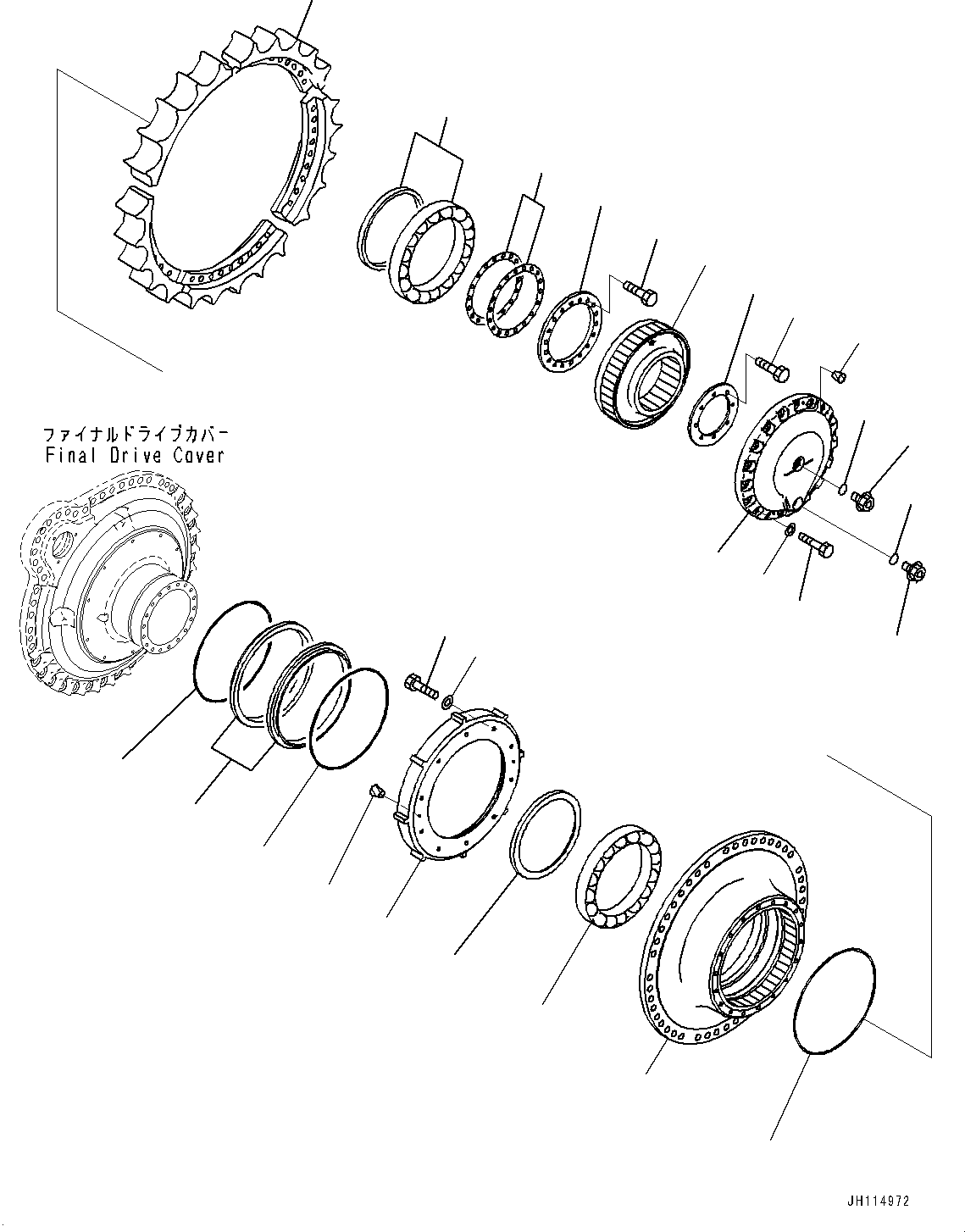 Komatsu parts book diagram for D475A-8E0 S/N 51001-UP: FINAL DRIVE, SPROCKET AND FLOATING SEAL, L.H.(#51001-)
