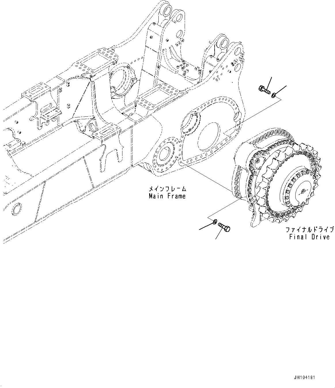 Komatsu parts book diagram for D475A-8E0 S/N 51001-UP: FINAL DRIVE, MOUNTING, L.H.(#51001-)