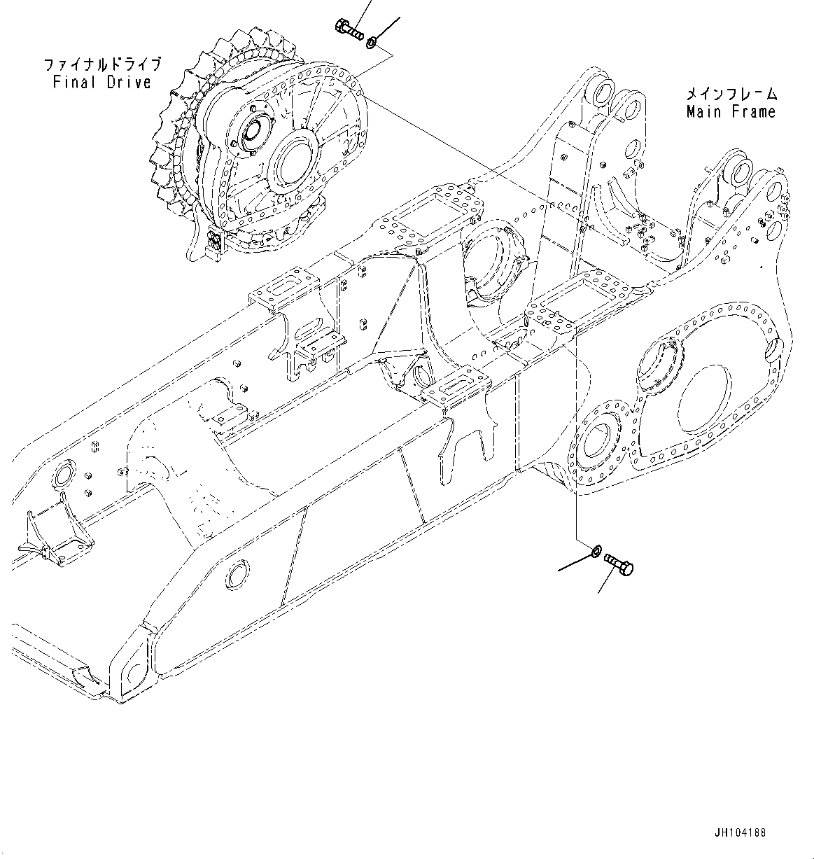 Komatsu parts book diagram for D475A-8E0 S/N 51001-UP: FINAL DRIVE, MOUNTING, R.H.(#51001-)