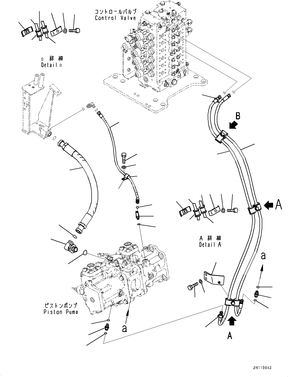 Komatsu parts book diagram for D475A-8E0 S/N 51001-UP: HYDRAULIC PUMP PIPING, LS PIPING(#50001-)