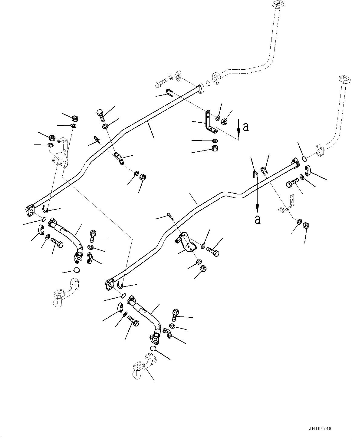 Komatsu parts book diagram for D475A-8E0 S/N 51001-UP: BLADE LIFT PIPING, (1/2)(#50001-)