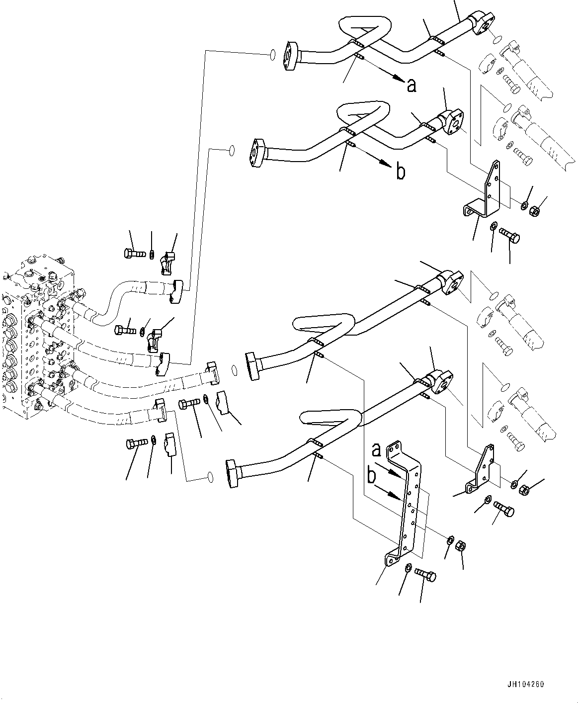 Komatsu parts book diagram for D475A-8E0 S/N 51001-UP: RIPPER PIPING, MAIN PIPING (2/3)(#50001-50077)