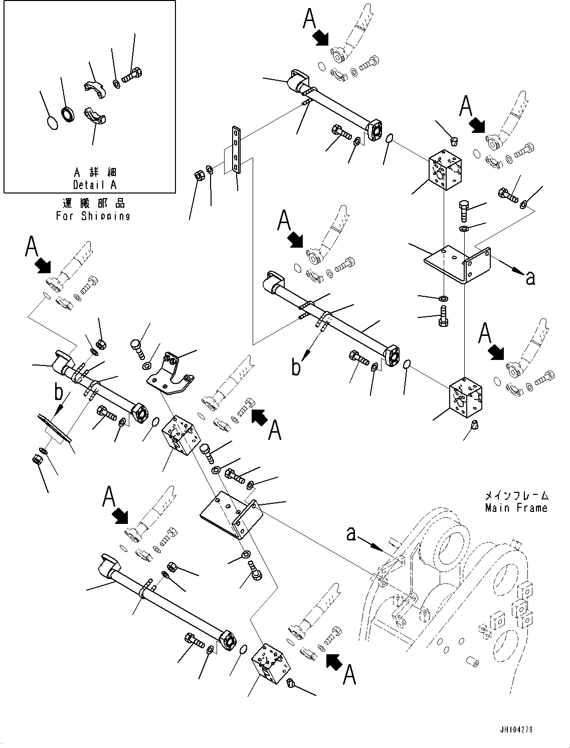 Komatsu parts book diagram for D475A-8E0 S/N 51001-UP: RIPPER PIPING, BLOCK(#50001-)