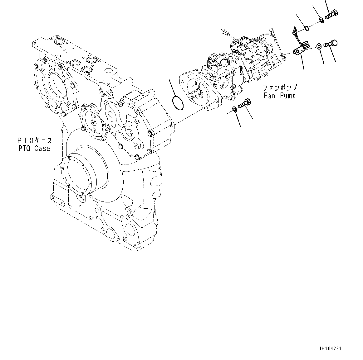 Komatsu parts book diagram for D475A-8E0 S/N 51001-UP: COOLING FAN DRIVE PIPING, FAN PUMP MOUNTING(#50001-)