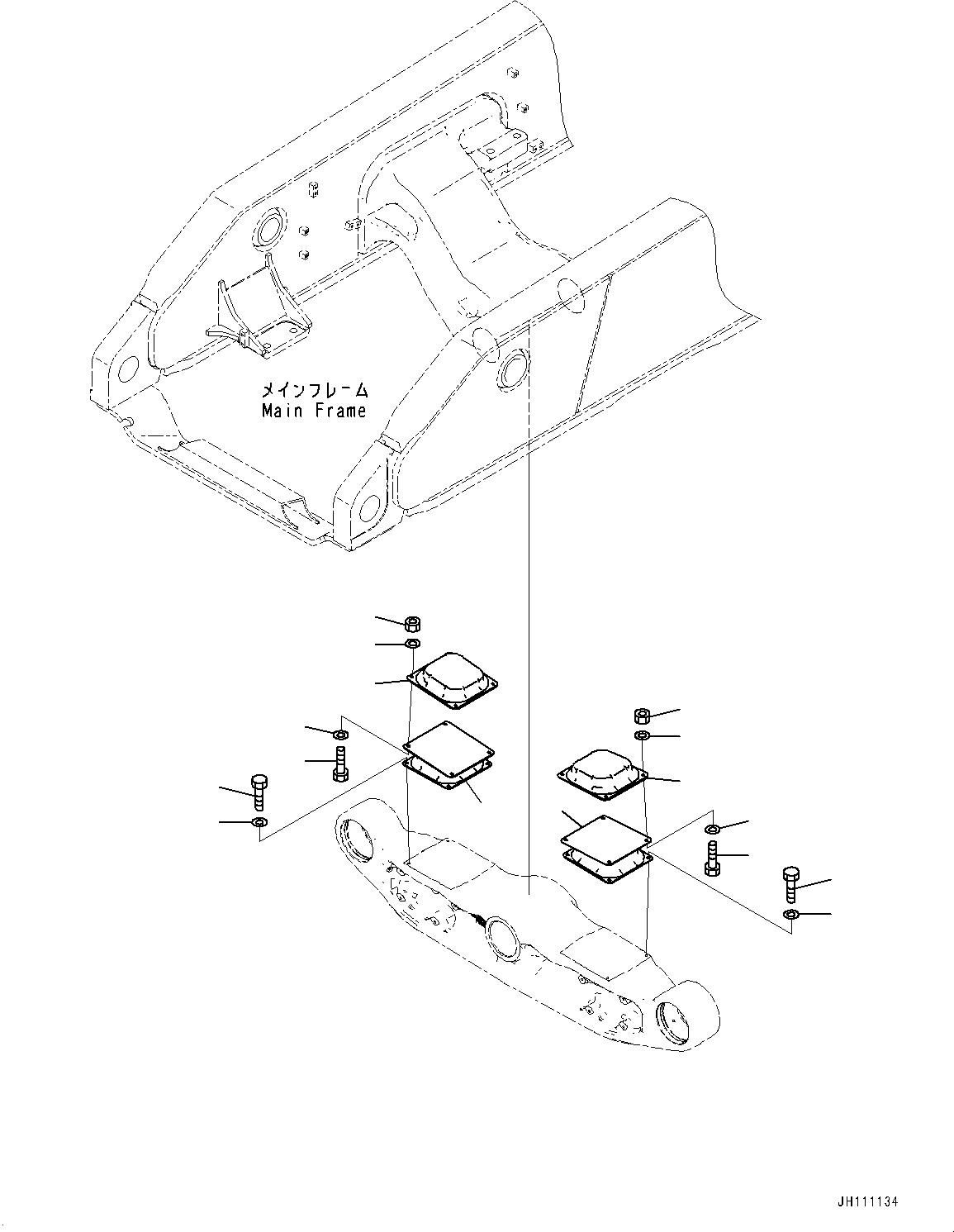 Komatsu parts book diagram for D475A-8E0 S/N 51001-UP: EQUALIZER BAR AND PIVOT SHAFT, PAD(#50016-)