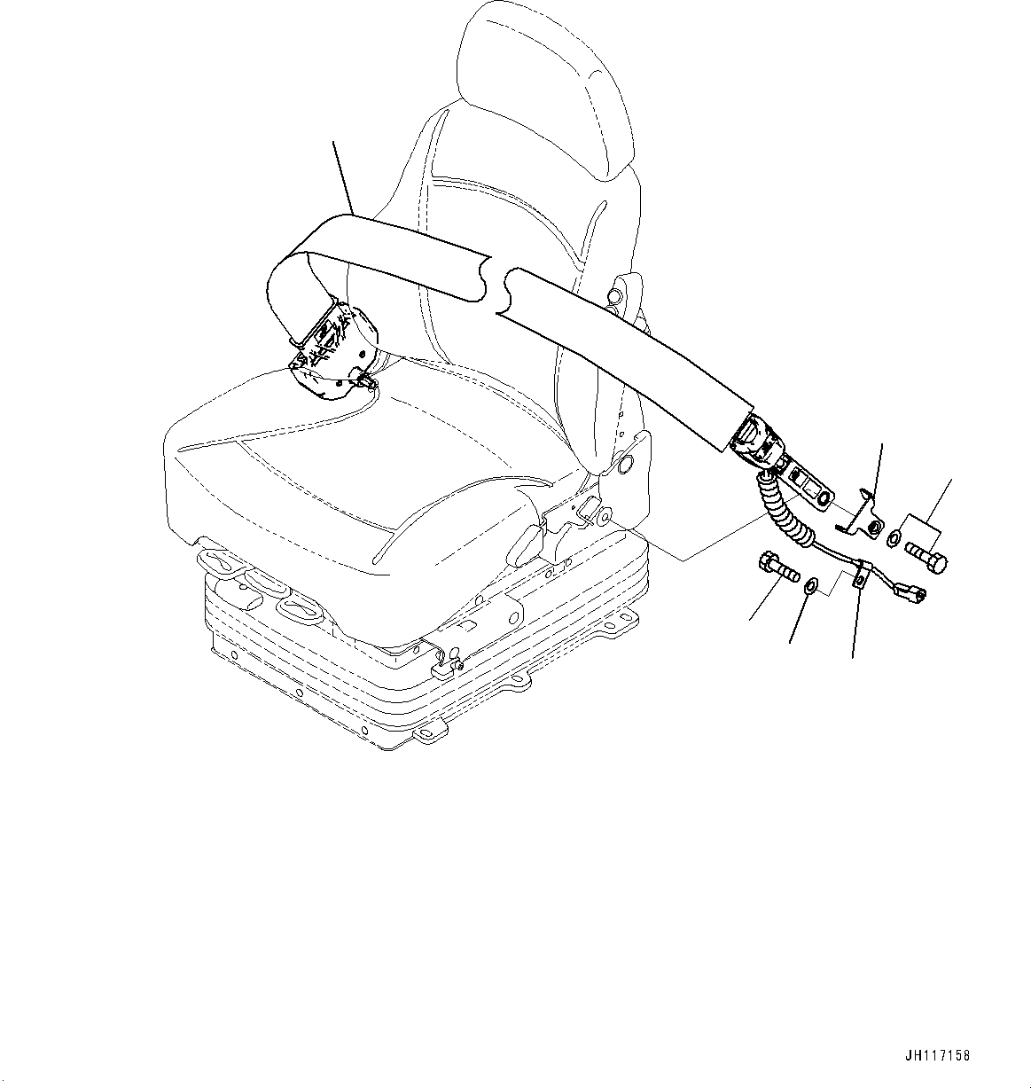 Komatsu parts book diagram for D475A-8E0 S/N 51001-UP: SEAT BELT, (#50072-)