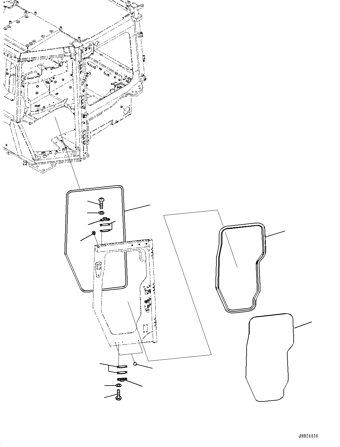Komatsu parts book diagram for D475A-8E0 S/N 51001-UP: CAB, DOOR DAMPER AND WINDOW, L.H.(#50001-)