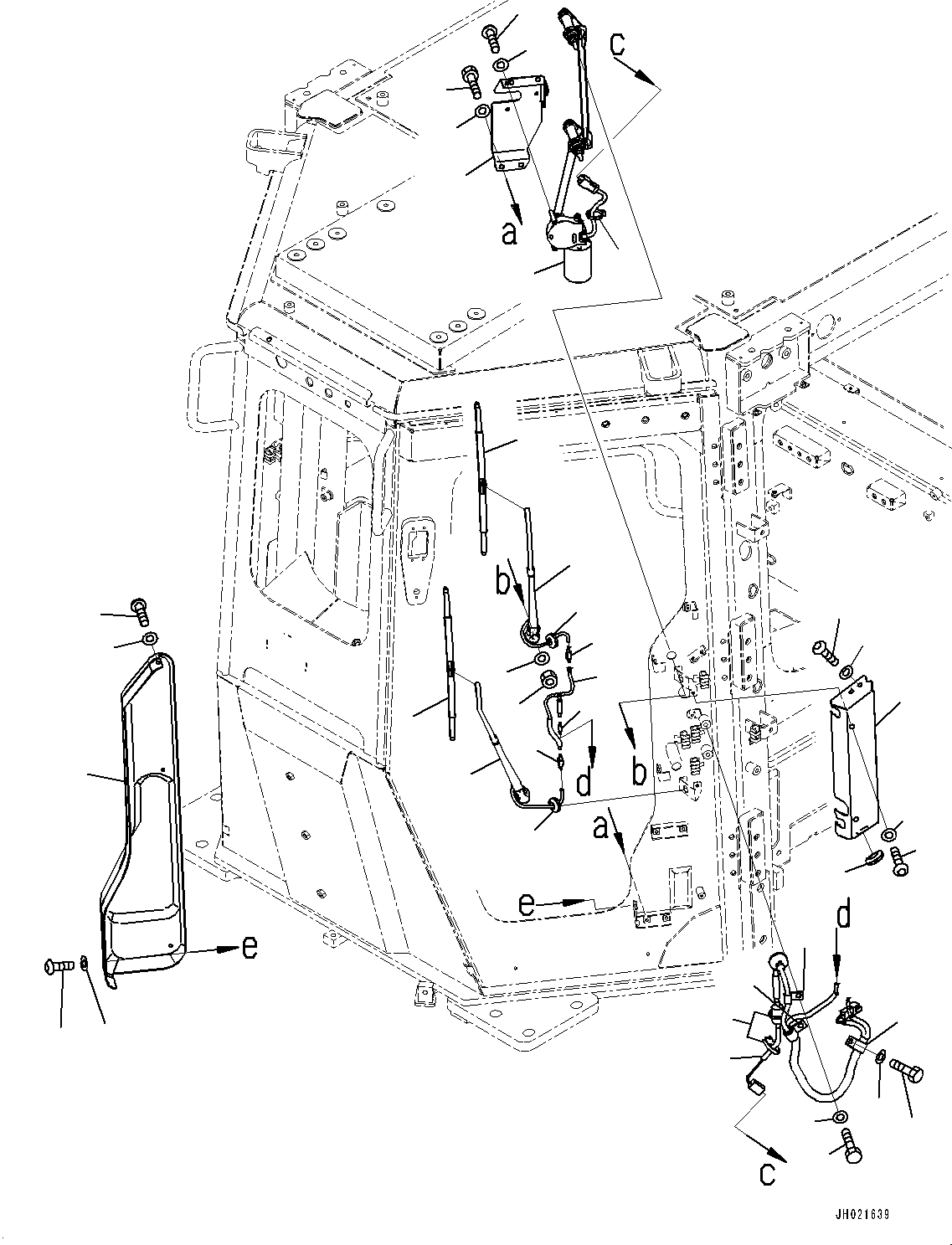 Komatsu parts book diagram for D475A-8E0 S/N 51001-UP: CAB, DOOR WIPER AND COVER, L.H.(#50001-)