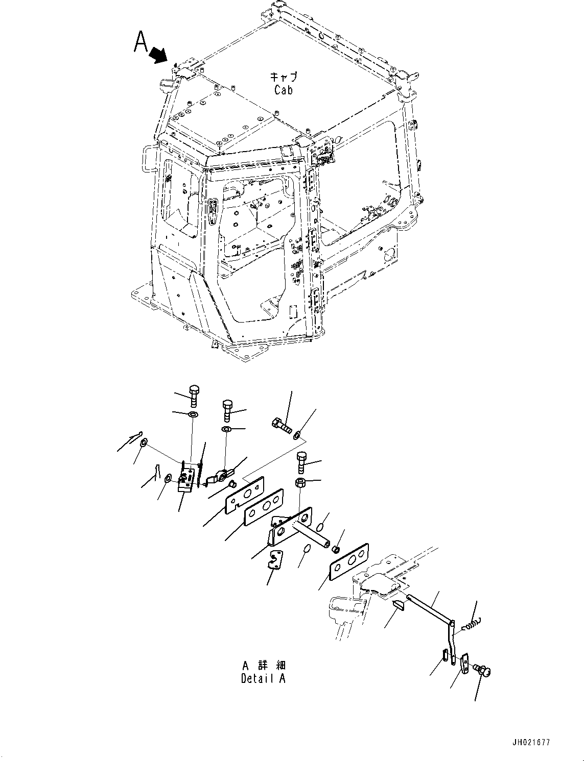 Komatsu parts book diagram for D475A-8E0 S/N 51001-UP: CAB, DOOR OPEN LOCK, R.H.(#50001-)