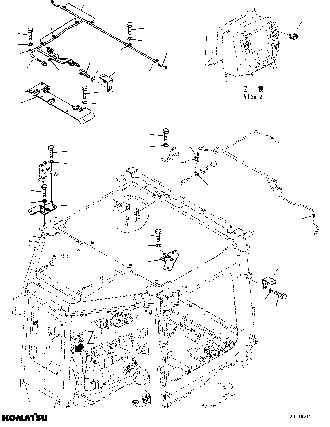 Komatsu parts book diagram for D475A-8E0 S/N 51001-UP: CAB, WORKING LAMP BRACKET(#50001-)