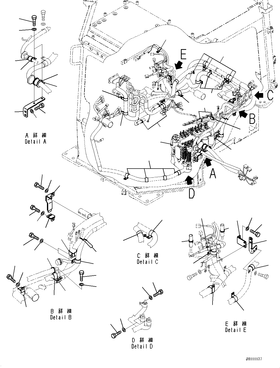 Komatsu parts book diagram for D475A-8E0 S/N 51001-UP: CAB ELECTRICAL UNIT, WIRING HARNESS MOUNTING (2/3)(#51001-)
