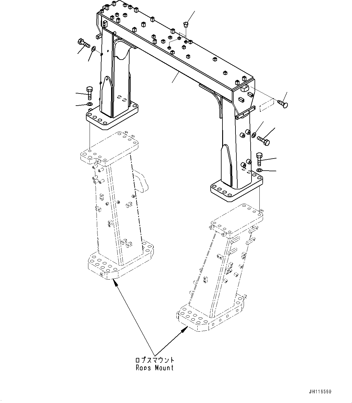 Komatsu parts book diagram for D475A-8E0 S/N 51001-UP: ROPS GUARD, GUARD(#50001-)