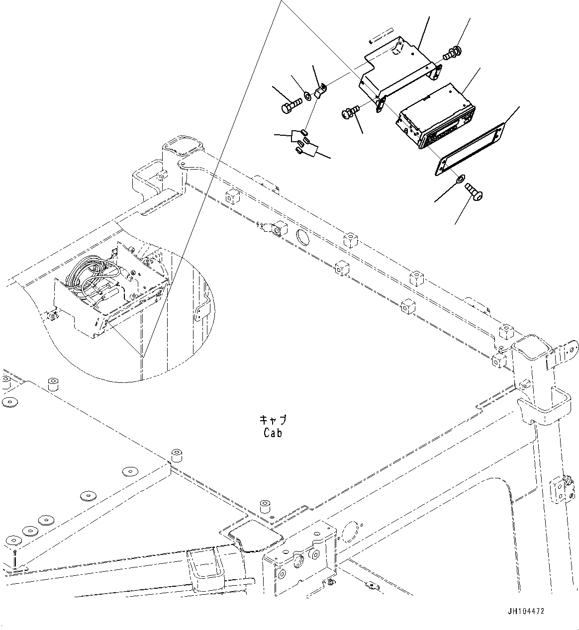 Komatsu parts book diagram for D475A-8E0 S/N 51001-UP: RADIO, (#50078-)