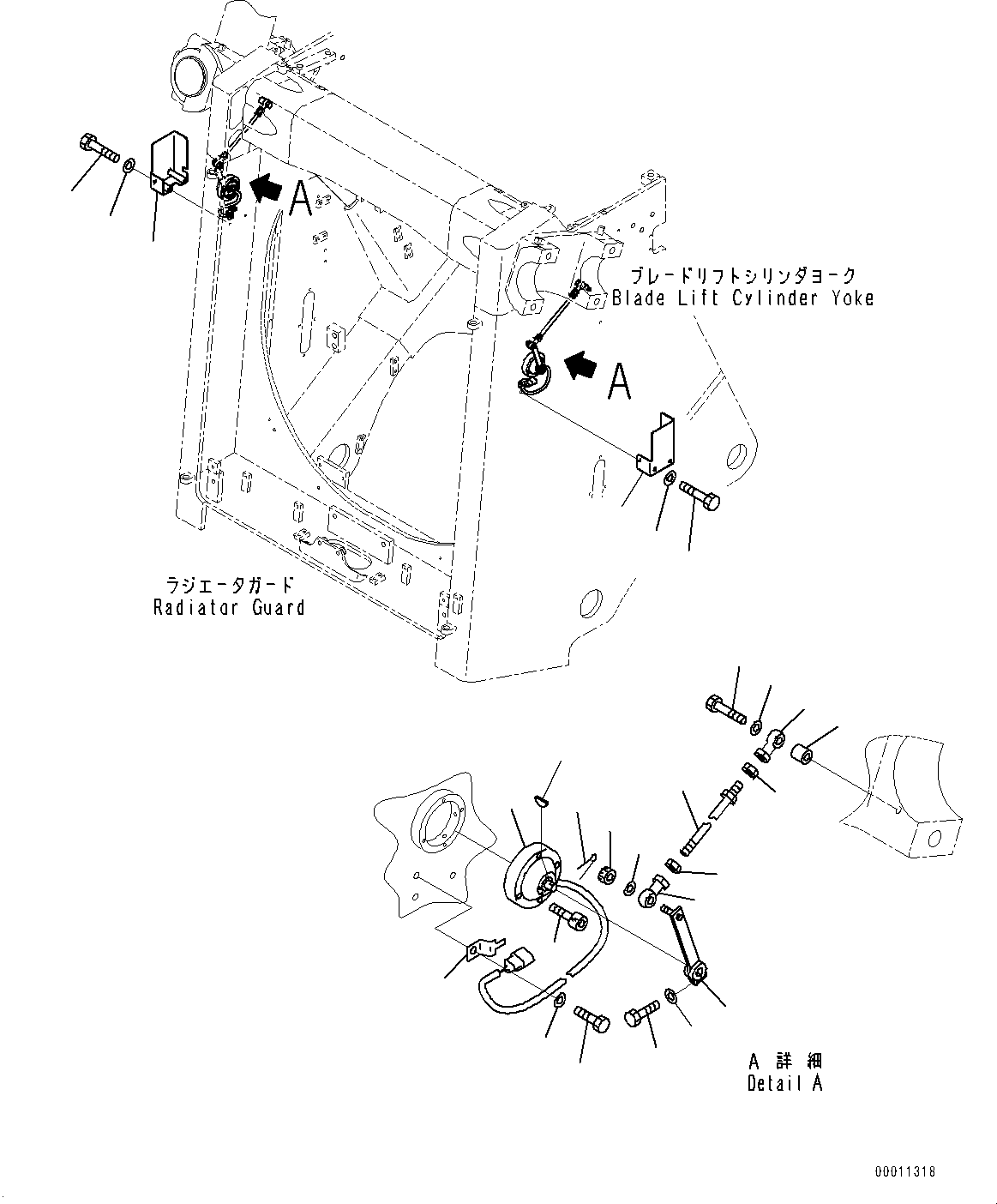 Komatsu parts book diagram for D475A-8E0 S/N 51001-UP: RADIATOR GUARD, POTENTIO SENSOR(#51001-)