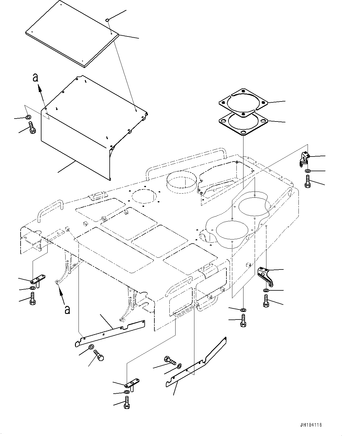 Komatsu parts book diagram for D475A-8E0 S/N 51001-UP: ENGINE HOOD AND SIDE COVER GROUP, SIDE COVER (1/2)(#50029-)