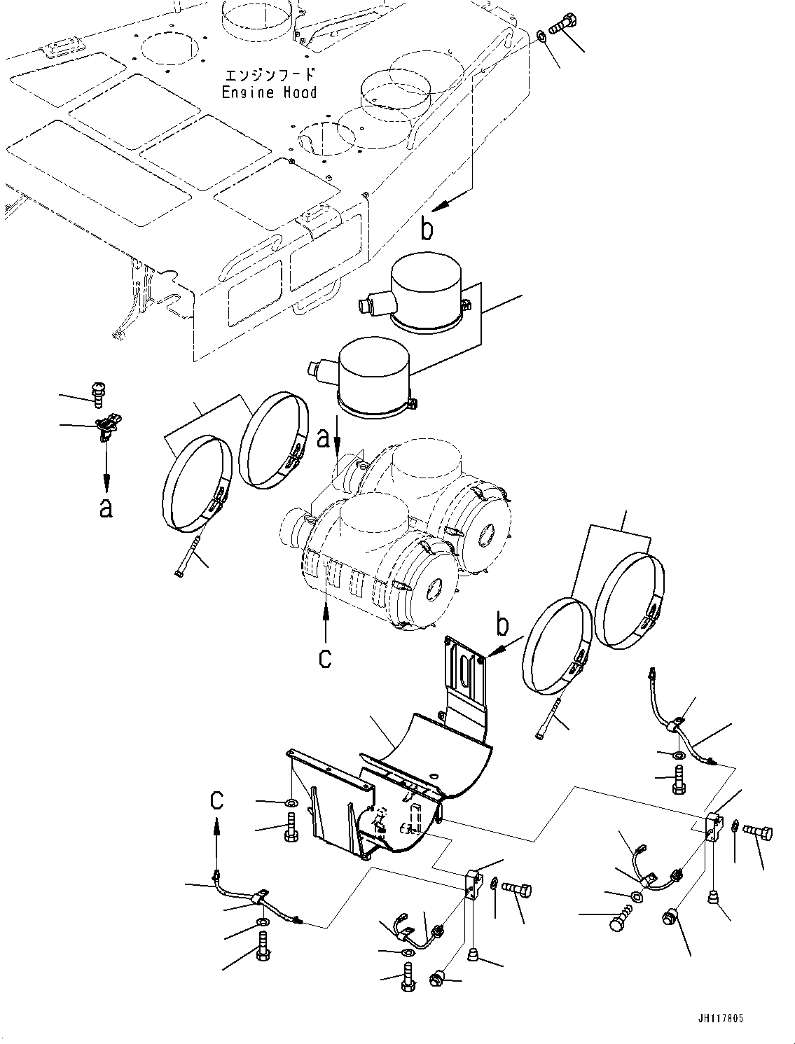 Komatsu parts book diagram for D475A-8E0 S/N 51001-UP: ENGINE HOOD AND SIDE COVER GROUP, AIR CLEANER RELATED PARTS(#50029-)