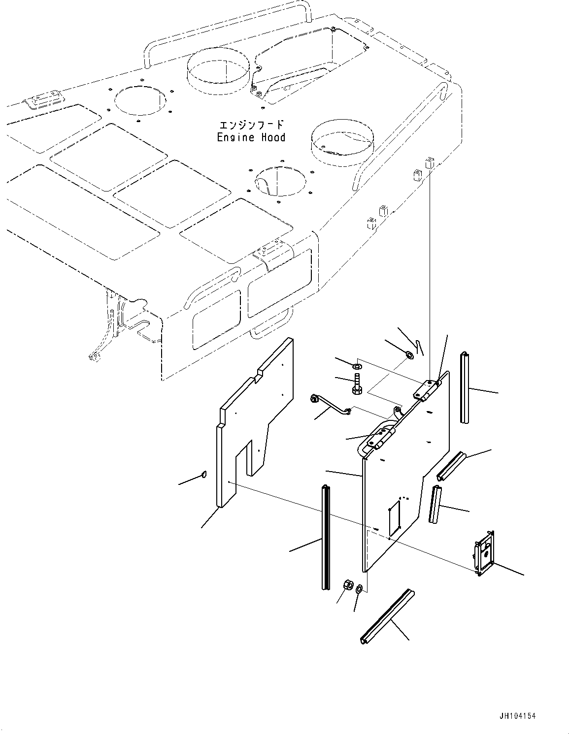 Komatsu parts book diagram for D475A-8E0 S/N 51001-UP: ENGINE HOOD AND SIDE COVER GROUP, SIDE COVER TOP, L.H. (2/2)(#50029-)