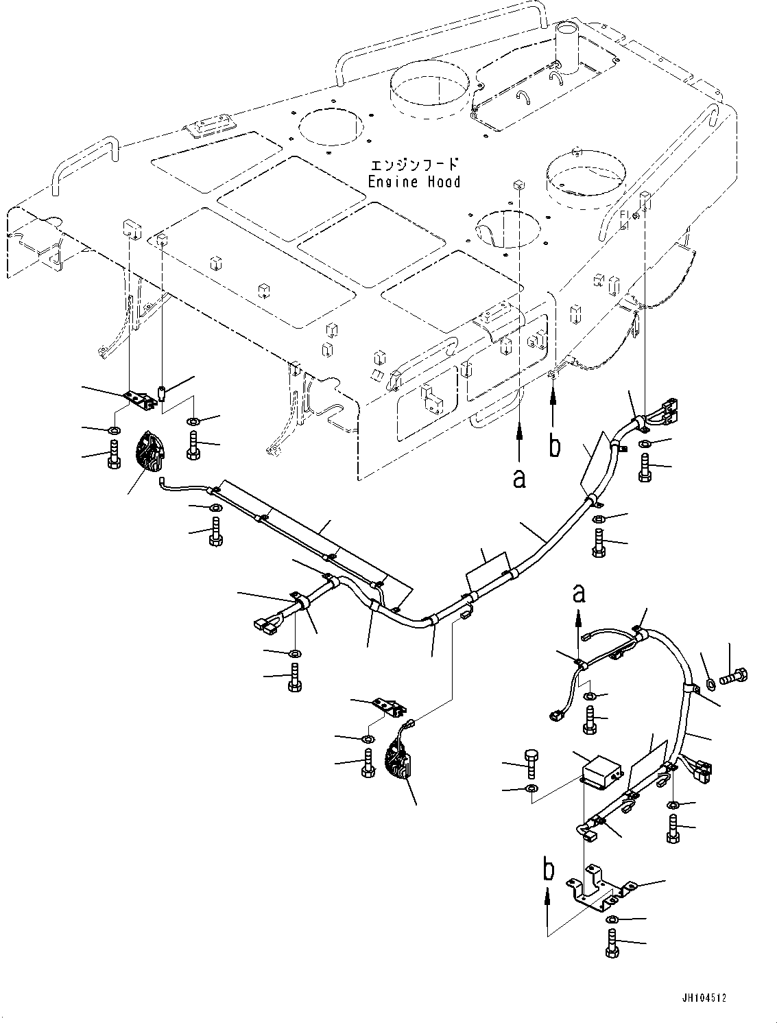 Komatsu parts book diagram for D475A-8E0 S/N 51001-UP: ENGINE HOOD AND SIDE COVER GROUP, WIRING HARNESS(#50029-)