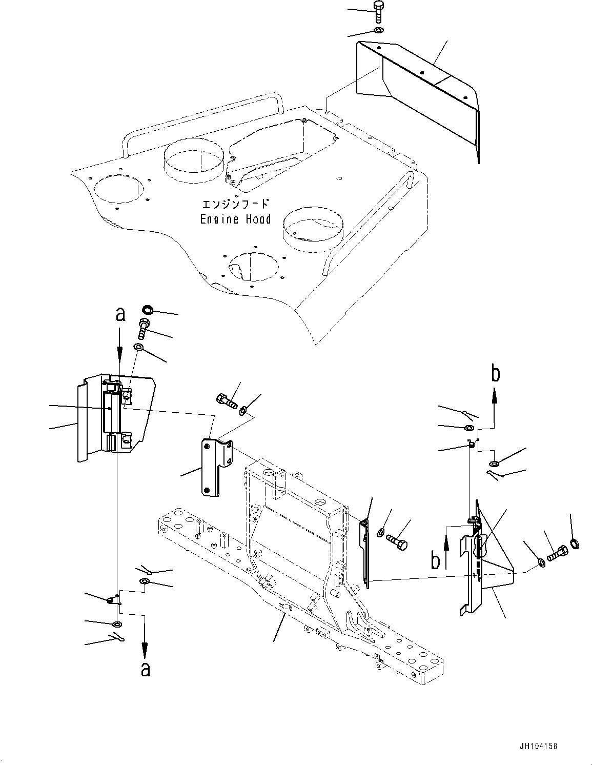 Komatsu parts book diagram for D475A-8E0 S/N 51001-UP: ENGINE HOOD AND SIDE COVER GROUP, DASHBOARD COVER(#50029-)