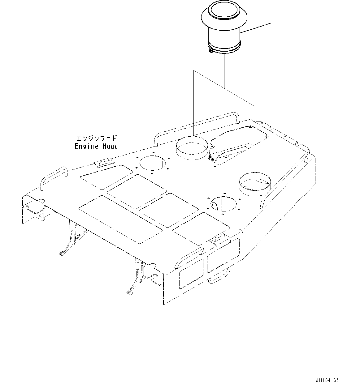 Komatsu parts book diagram for D475A-8E0 S/N 51001-UP: PRE-CLEANER HOOD, (#50001-)
