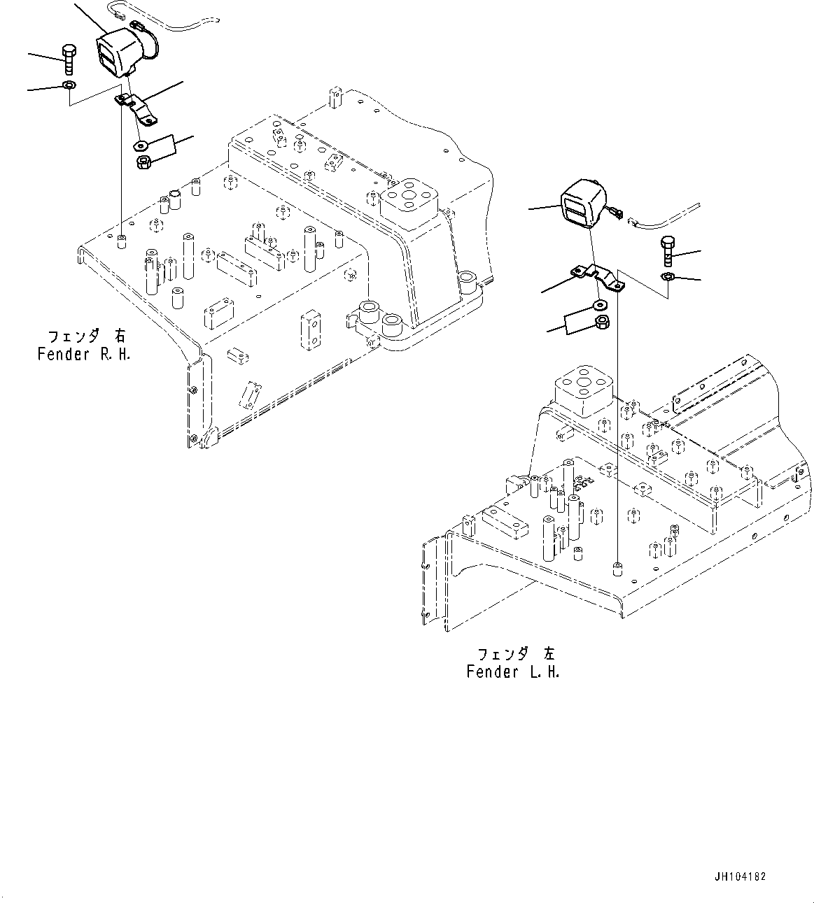 Komatsu parts book diagram for D475A-8E0 S/N 51001-UP: FENDER, WORKING LAMP(#51001-)