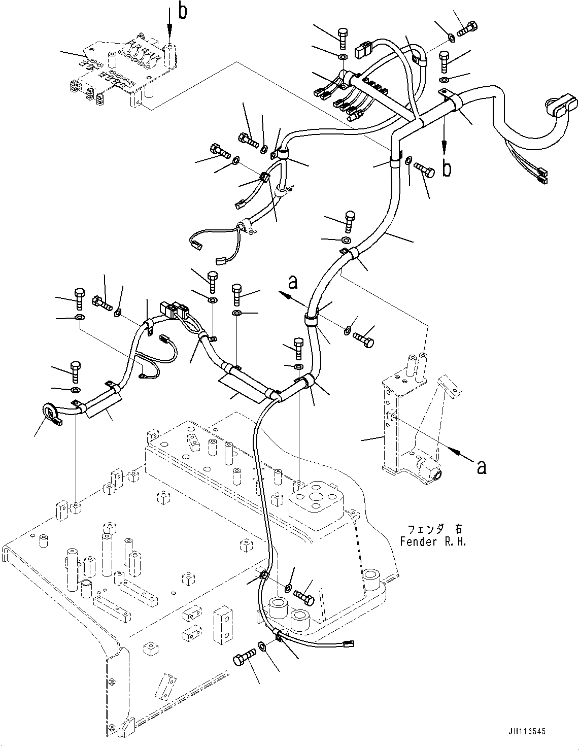 Komatsu parts book diagram for D475A-8E0 S/N 51001-UP: FENDER, WIRING HARNESS, R.H.(#51001-)