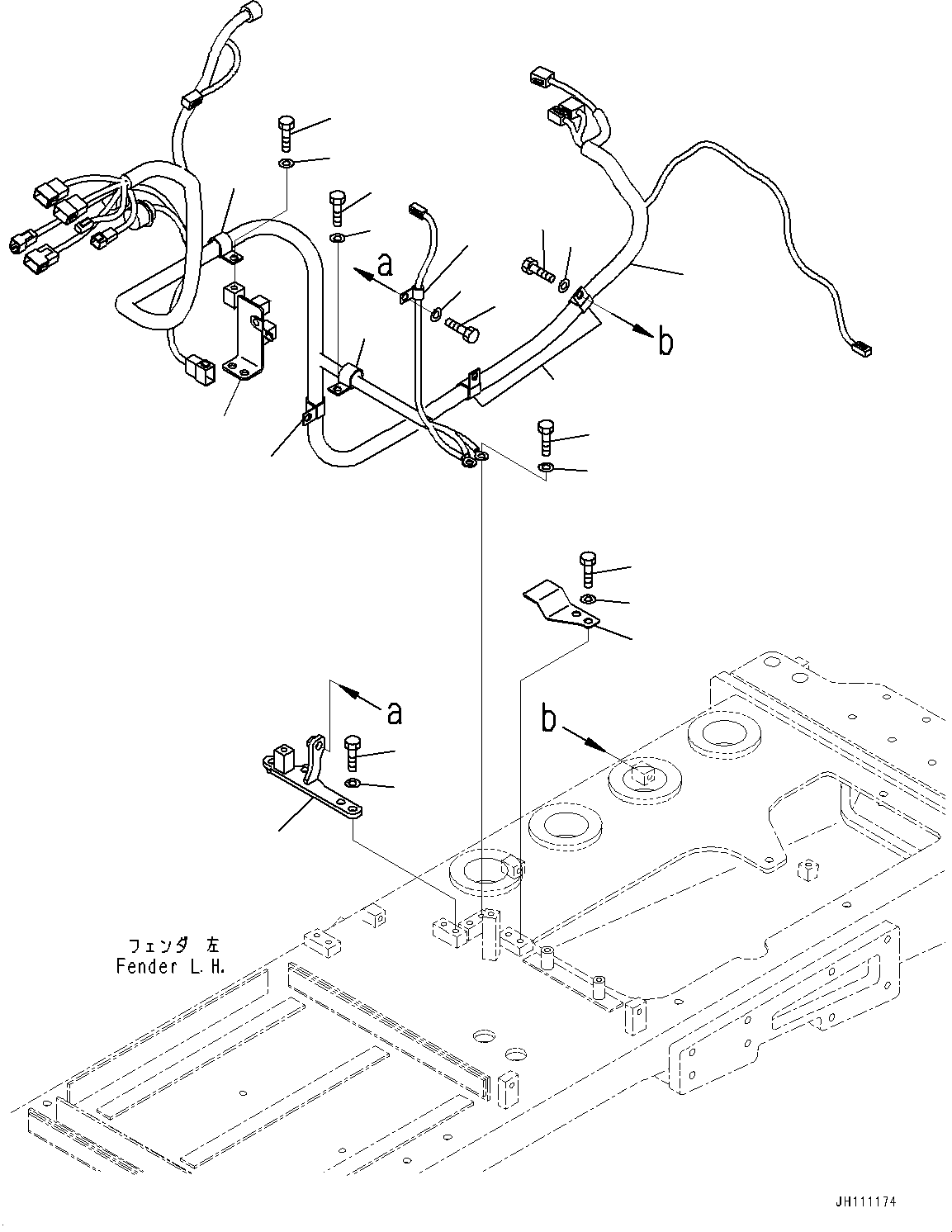 Komatsu parts book diagram for D475A-8E0 S/N 51001-UP: FENDER, WIRING HARNESS, L.H. (2/2)(#51001-)