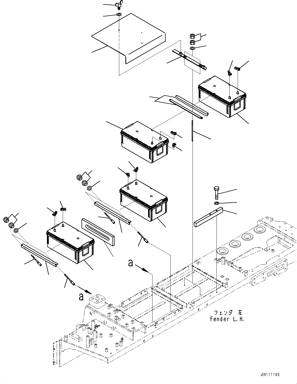 Komatsu parts book diagram for D475A-8E0 S/N 51001-UP: FENDER, BATTERY(#51001-)