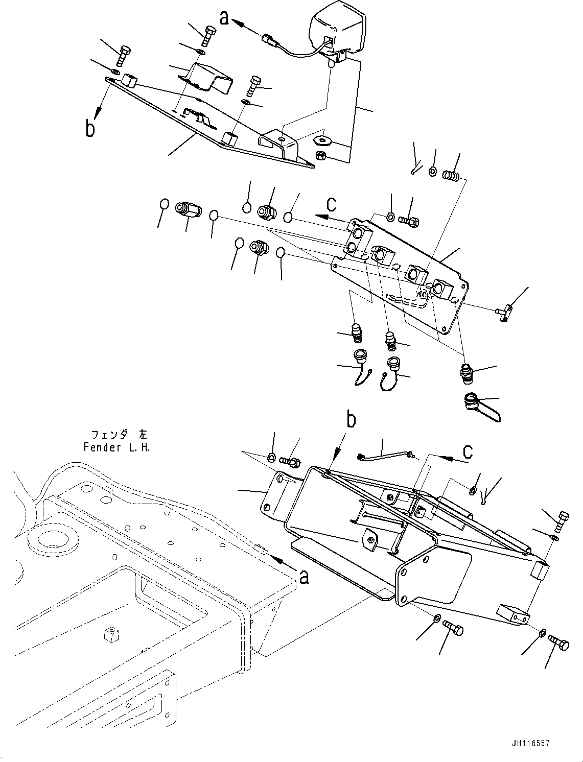 Komatsu parts book diagram for D475A-8E0 S/N 51001-UP: FENDER, SERVICE CENTER, L.H.(#51001-)