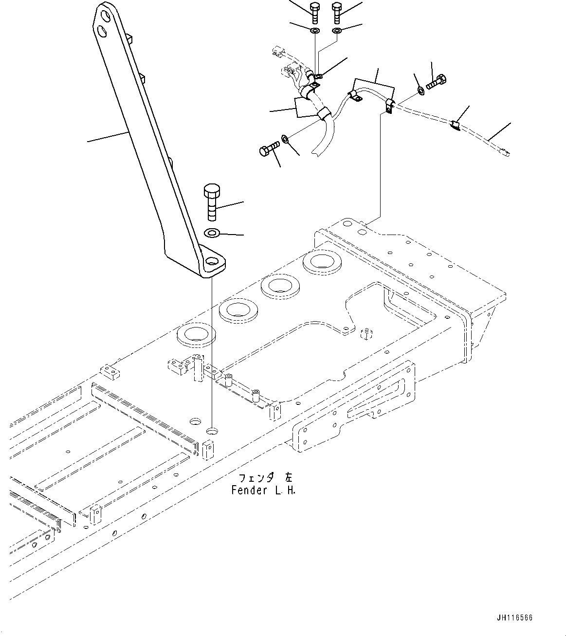 Komatsu parts book diagram for D475A-8E0 S/N 51001-UP: FENDER, WIRING HARNESS CLAMP(#51001-)