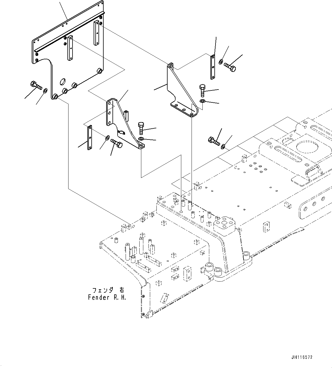 Komatsu parts book diagram for D475A-8E0 S/N 51001-UP: PROVISION FOR LADDER, POWER LADDER MOUNTING(#51001-)