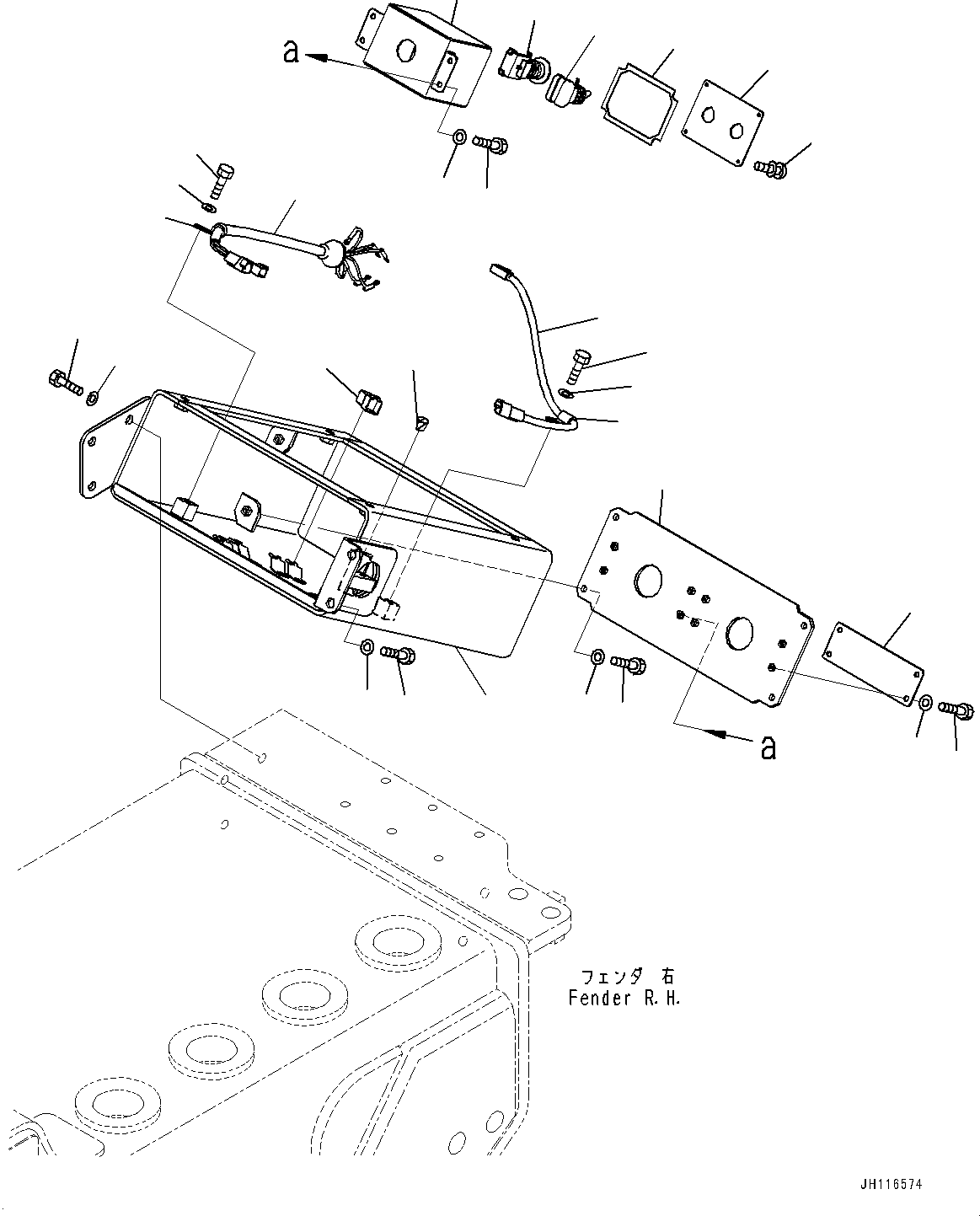 Komatsu parts book diagram for D475A-8E0 S/N 51001-UP: PROVISION FOR LADDER, SERVICE CENTER, R.H. (1/2)(#51001-)