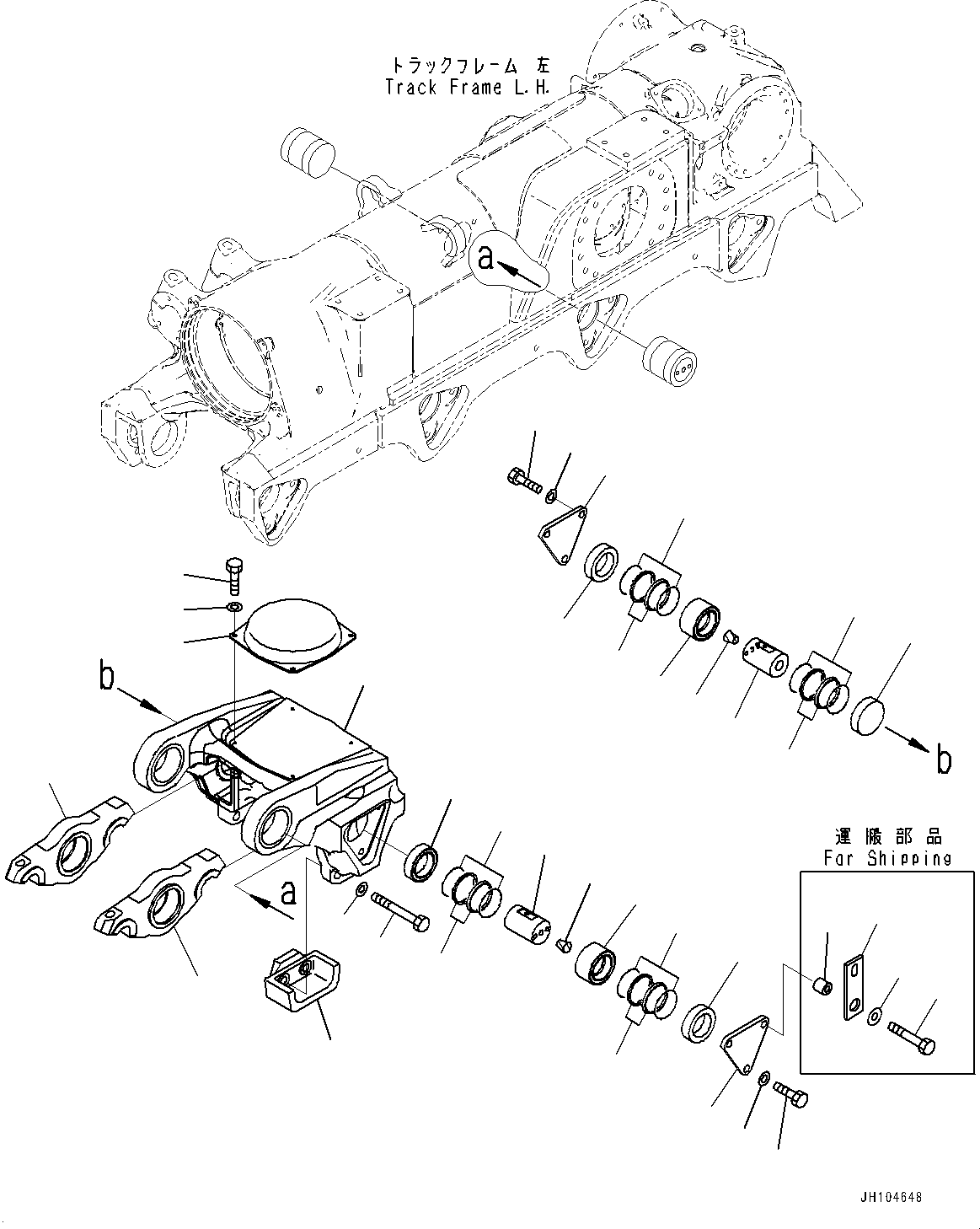 Komatsu parts book diagram for D475A-8E0 S/N 51001-UP: TRACK FRAME, 4TH BOGIE, L.H.(#50029-)