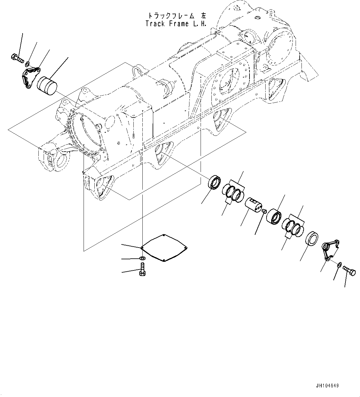 Komatsu parts book diagram for D475A-8E0 S/N 51001-UP: TRACK FRAME, 2ND, 3RD AND 4TH BOGIE MOUNTING, L.H.(#50029-)