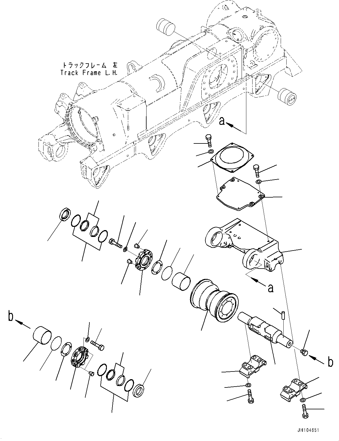 Komatsu parts book diagram for D475A-8E0 S/N 51001-UP: TRACK FRAME, 5TH BOGIE AND TRACK ROLLER, L.H.(#50029-)