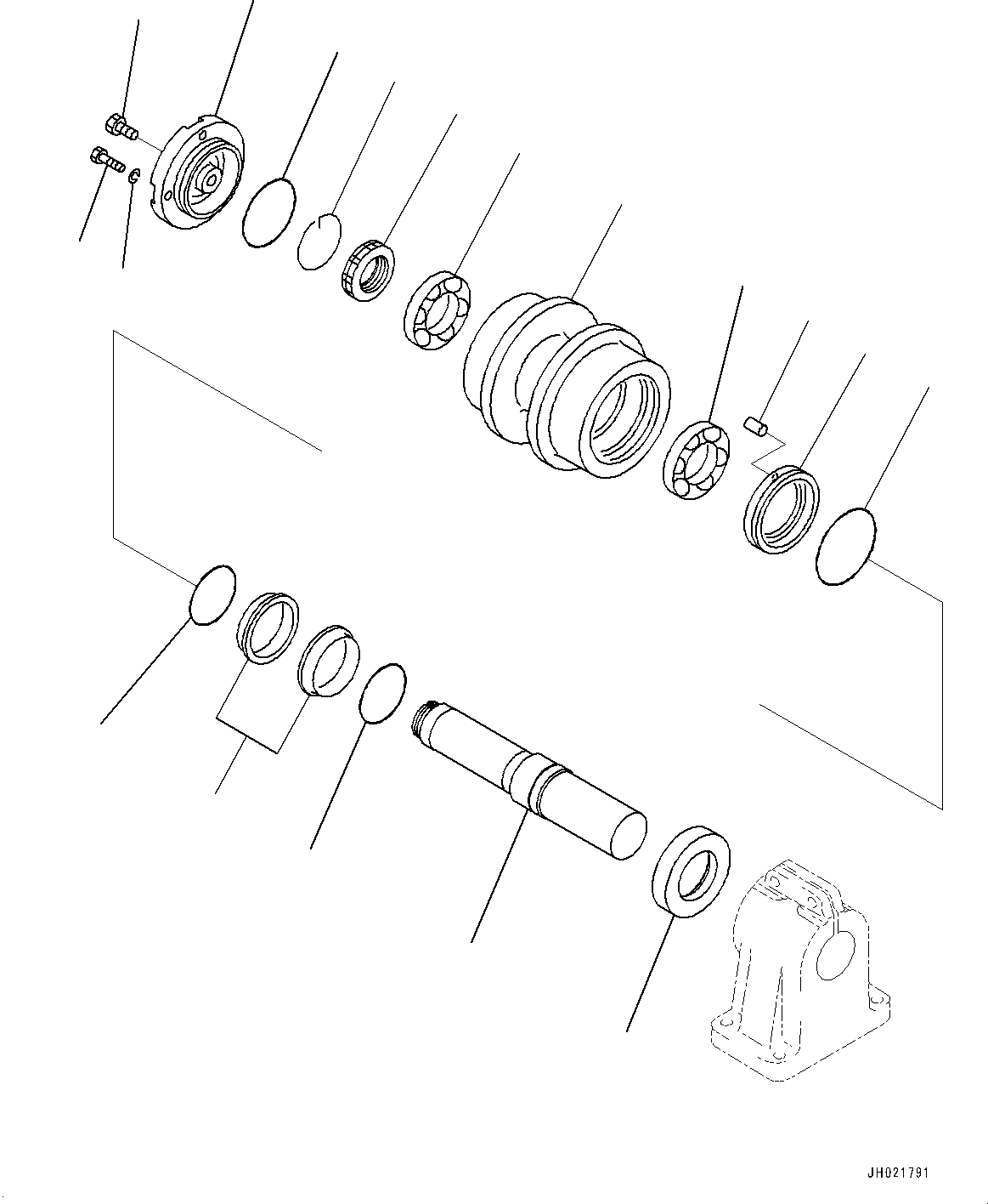 Komatsu parts book diagram for D475A-8E0 S/N 51001-UP: TRACK FRAME, CARRIER ROLLER, L.H.(#50029-)