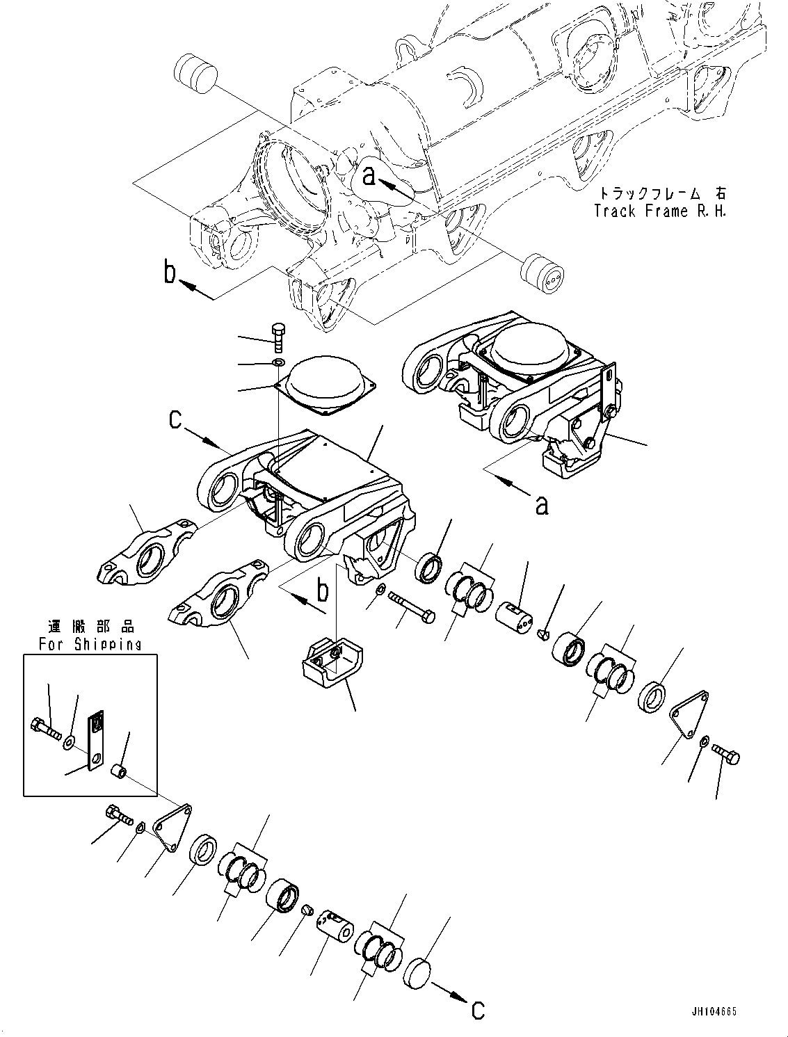 Komatsu parts book diagram for D475A-8E0 S/N 51001-UP: TRACK FRAME, 2ND AND 3RD BOGIE, R.H.(#50029-)