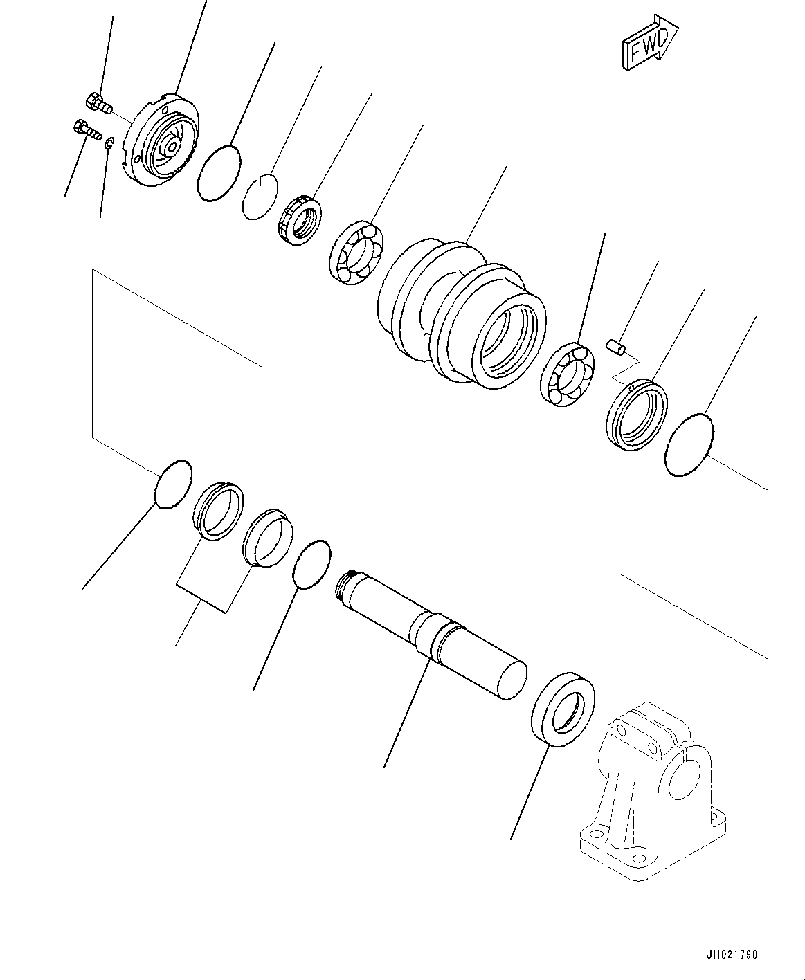 Komatsu parts book diagram for D475A-8E0 S/N 51001-UP: TRACK FRAME, CARRIER ROLLER, R.H.(#50029-)