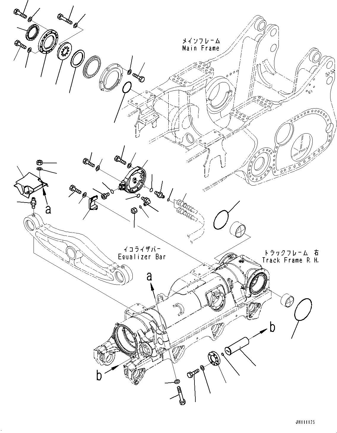 Komatsu parts book diagram for D475A-8E0 S/N 51001-UP: TRACK FRAME, PIVOT, R.H.(#50029-)