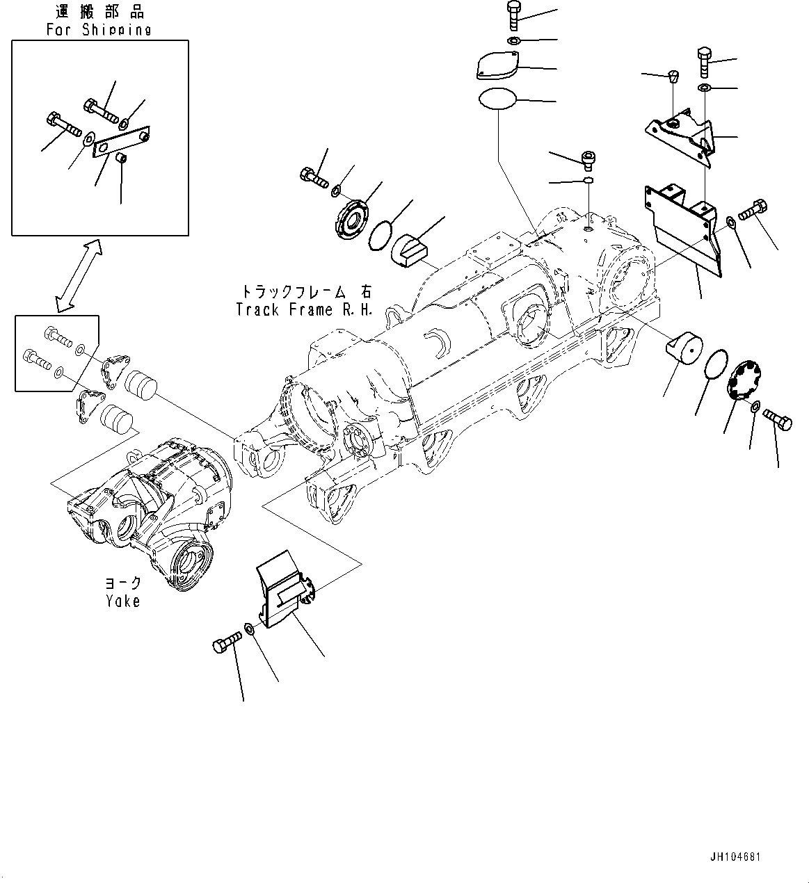 Komatsu parts book diagram for D475A-8E0 S/N 51001-UP: TRACK FRAME, TRACK FRAME COVER, R.H.(#50029-)