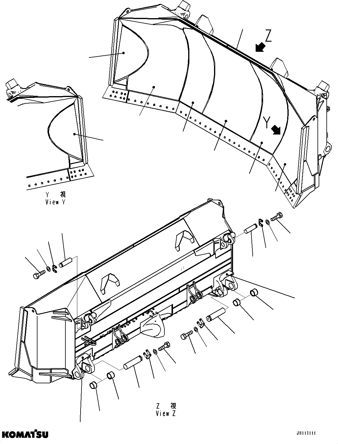 Komatsu parts book diagram for D475A-8E0 S/N 51001-UP: BLADE, BLADE (HEAVY DUTY DUAL TILT PITCH U DOZER)(#50001-)
