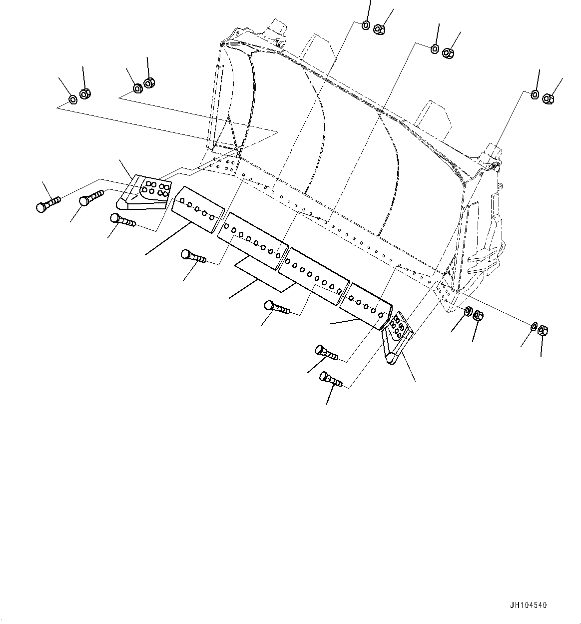 Komatsu parts book diagram for D475A-8E0 S/N 51001-UP: BLADE, CUTTING EDGE AND END BIT (HEAVY DUTY DUAL TILT PITCH SEMI U DOZER)(#50001-)