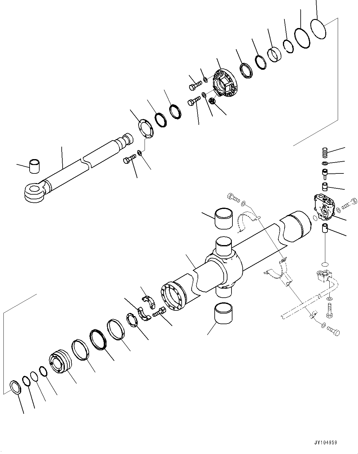 Komatsu parts book diagram for D475A-8E0 S/N 51001-UP: BLADE LIFT CYLINDER, INNER PARTS, BLADE LIFT CYLINDER, L.H. (1/2)(#50001-50076)