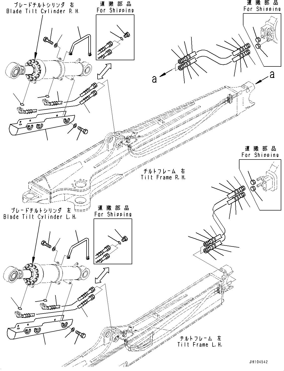 Komatsu parts book diagram for D475A-8E0 S/N 51001-UP: BLADE TILT PIPING, (#50003-)