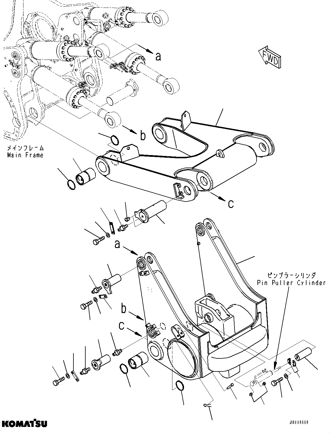 Komatsu parts book diagram for D475A-8E0 S/N 51001-UP: RIPPER, BEAM AND ARM (VARIABLE DIGGING ANGLE GIANT TYPE)(#50001-)