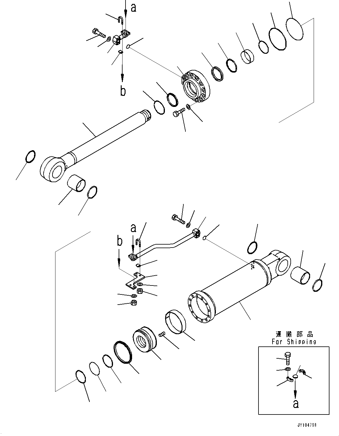 Komatsu parts book diagram for D475A-8E0 S/N 51001-UP: RIPPER, INNER PARTS, RIPPER LIFT CYLINDER, R.H.(#50001-)