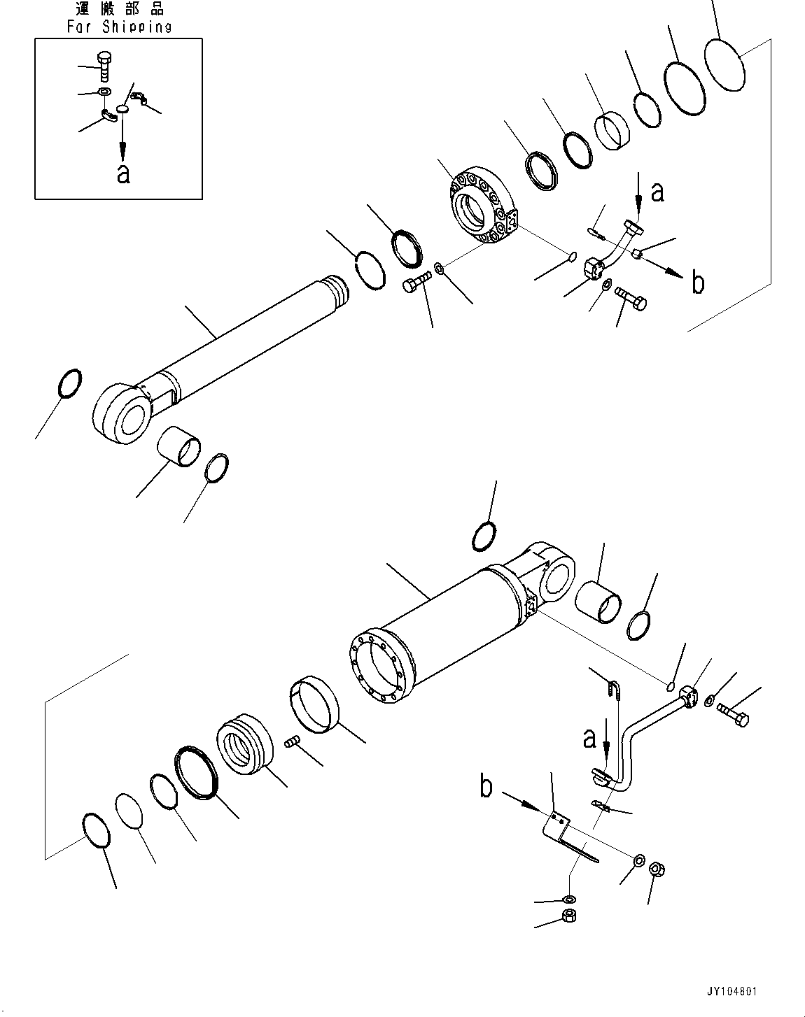 Komatsu parts book diagram for D475A-8E0 S/N 51001-UP: RIPPER, INNER PARTS, RIPPER TILT CYLINDER, L.H.(#50001-)