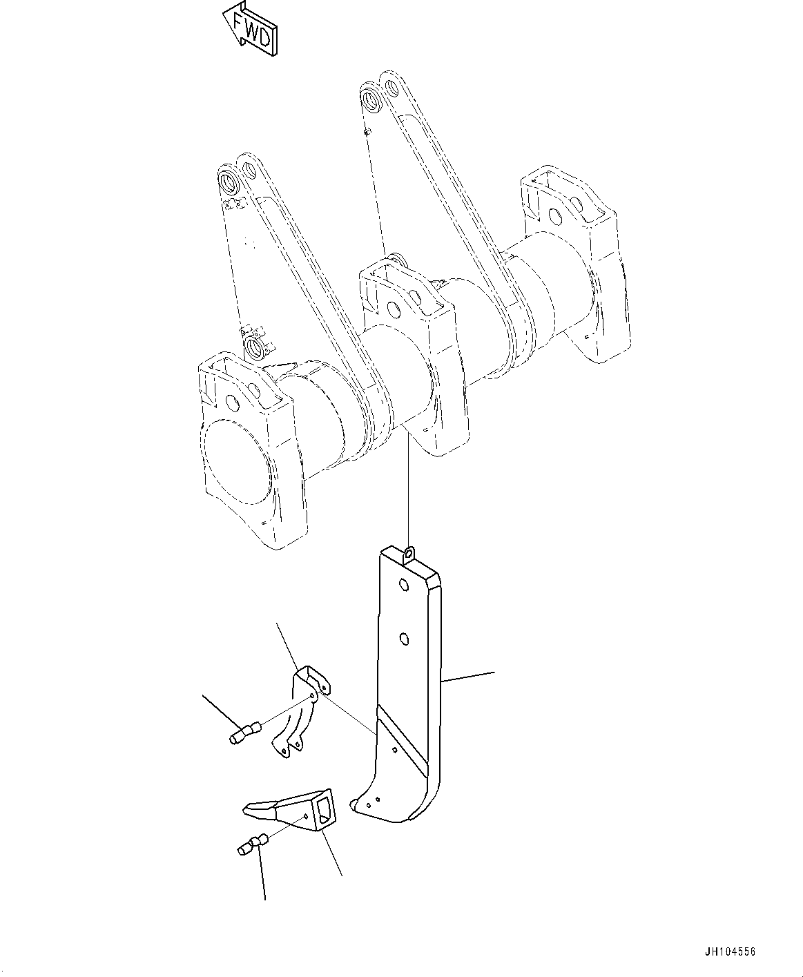 Komatsu parts book diagram for D475A-8E0 S/N 51001-UP: RIPPER, SHANK AND RIPPER POINT (VARIABLE DIGGING ANGLE MULTI TYPE, LONG PROTECTOR)(#50001-)