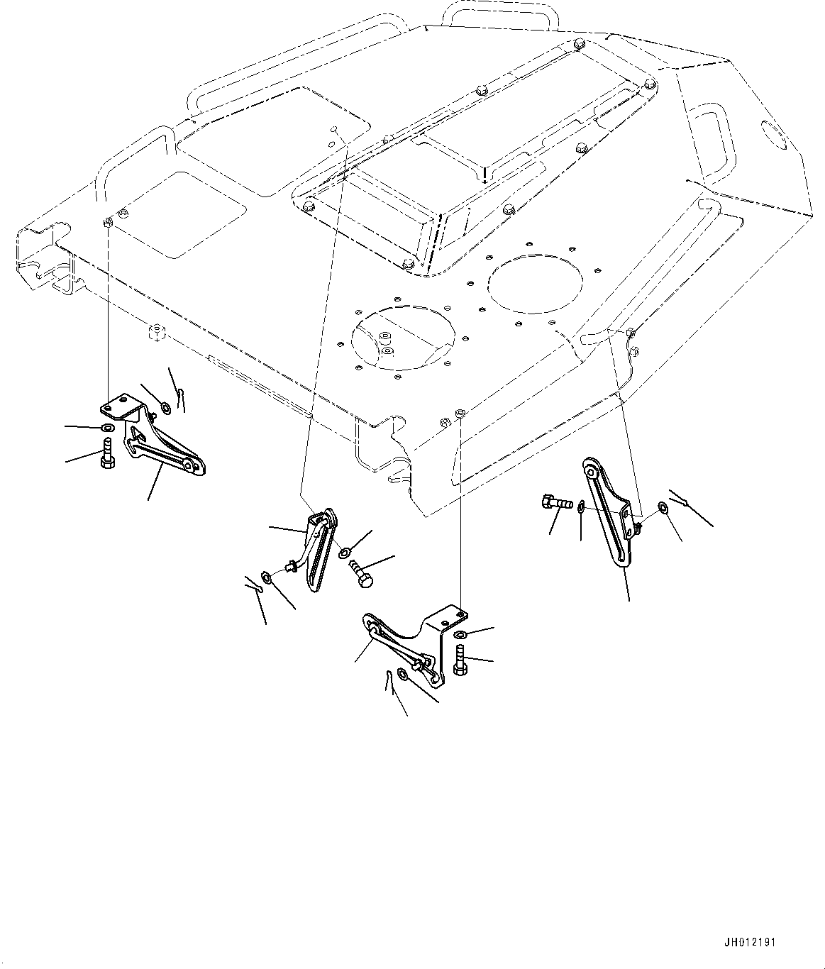 Komatsu parts book diagram for D155AX-8E0 S/N 110001-UP: ENGINE HOOD AND SIDE COVER GROUP, LOCK PLATE(#100739-)